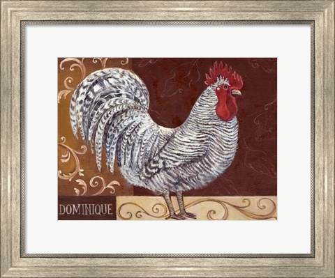Framed Rustic Roosters I Print