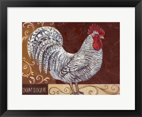 Framed Rustic Roosters I Print