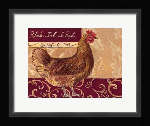 Framed Rustic Roosters III Print