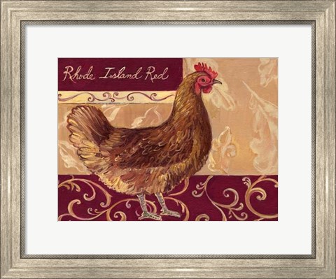 Framed Rustic Roosters III Print