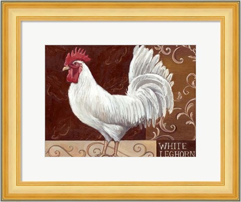 Framed Rustic Roosters IV Print