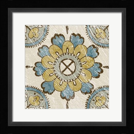 Framed Non-Embellished Batik Square I Print