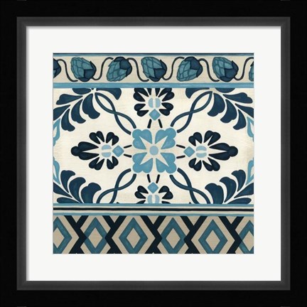 Framed Non-Embellished Indigo Frieze I Print