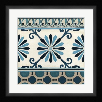 Framed Non-Embellished Indigo Frieze II Print