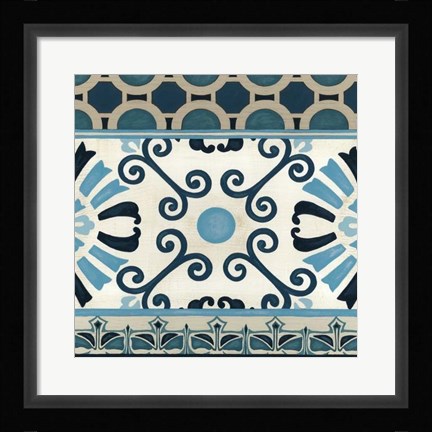 Framed Non-Embellished Indigo Frieze III Print