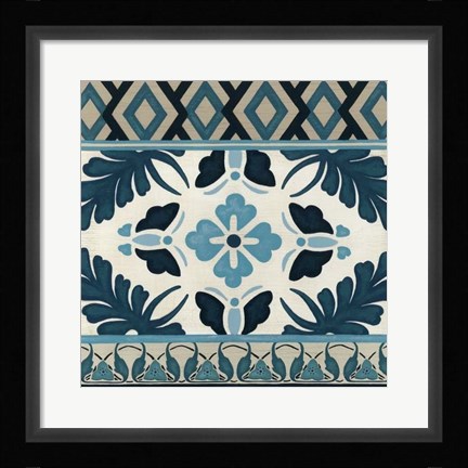 Framed Non-Embellished Indigo Frieze IV Print