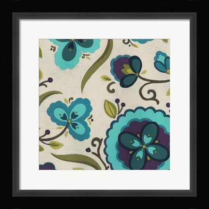 Framed Peacock Garden I Print