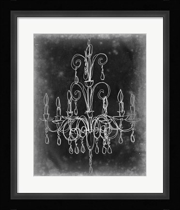 Framed Chalkboard Chandelier Sketch II Print