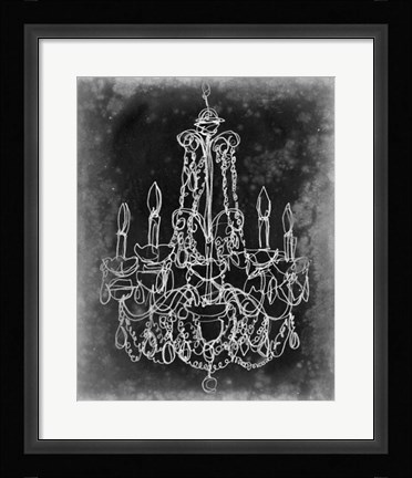 Framed Chalkboard Chandelier Sketch III Print