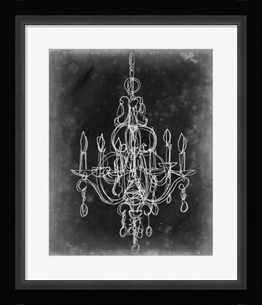 Framed Chalkboard Chandelier Sketch IV Print