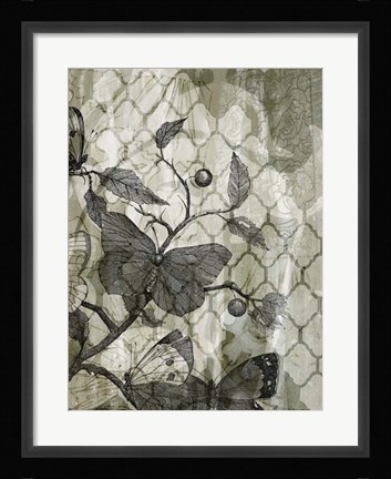 Framed Arabesque Butterflies I Print
