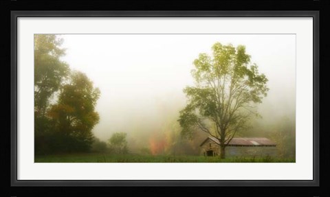 Framed Fog at the Farm Print