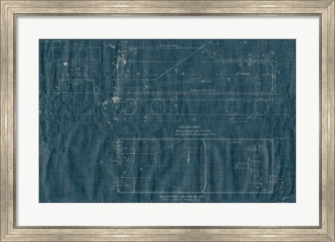 Framed Train Blueprint III Print