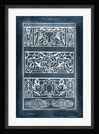Framed Ornamental Iron Blueprint I Print