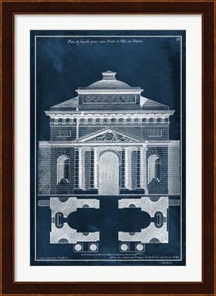 Framed Palace Facade Blueprint II Print