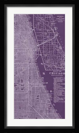 Framed Graphic Map of Chicago Print