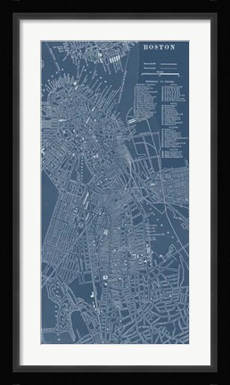Framed Graphic Map of Boston Print