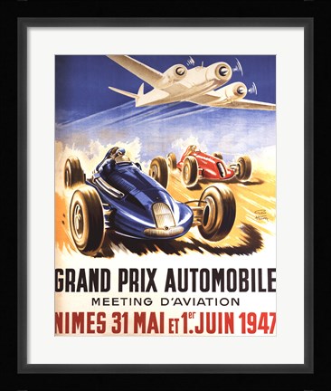 Framed Grand Prix Automobile Nimes Print
