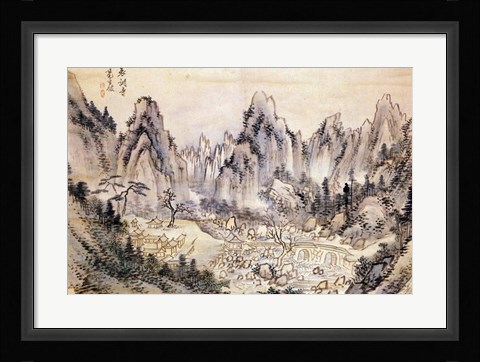 Framed Pyohun Temple at Diamond Mountains Print