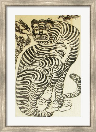 Framed Korean Folk Tiger Print