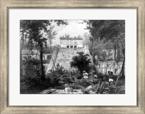 Framed Mayan Indian monument in the Yucatan Penninsula of Mexico Print
