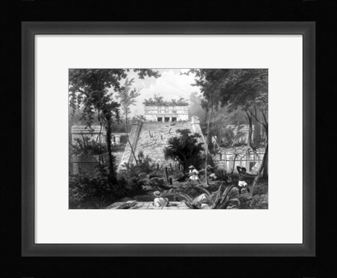 Framed Mayan Indian monument in the Yucatan Penninsula of Mexico Print