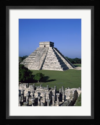 Framed Ancient structures, El Castillo, Chichen Itza (Mayan), Mexico Print