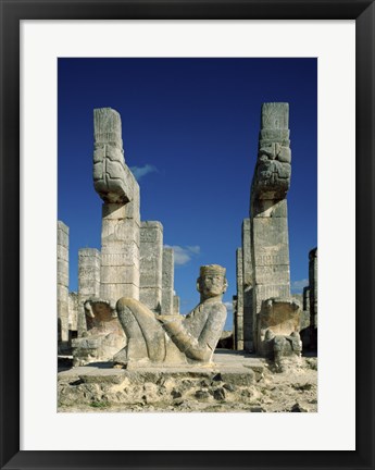 Framed Mayan Statues Temple of the Warriors Print