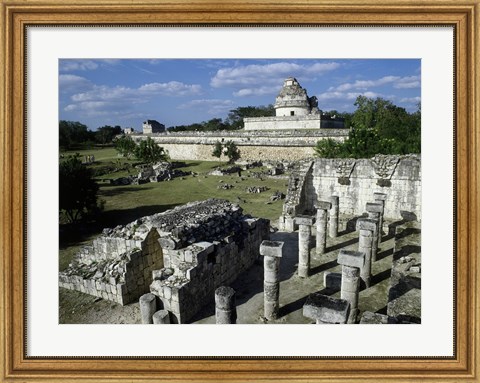 Framed Old ruins of an observatory, Chichen Itza Print