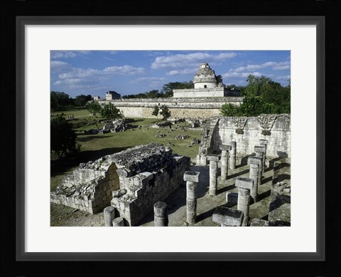 Framed Old ruins of an observatory, Chichen Itza Print