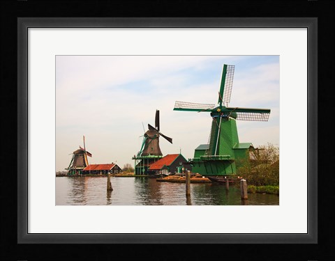 Framed Dutch Zaanse Schans Windmills photograph Print