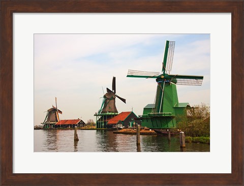 Framed Dutch Zaanse Schans Windmills photograph Print