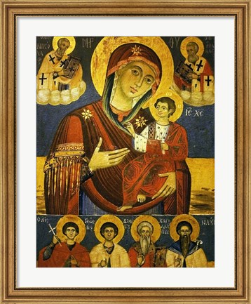Framed God&#39;s Mother Showing the Way with Chosen Saints Print