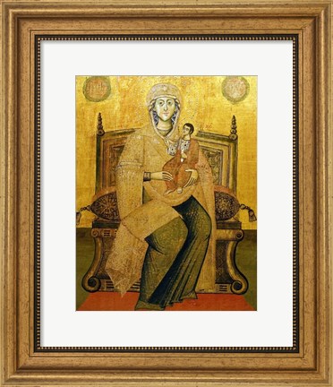 Framed God&#39;s Mother On The Throne Print