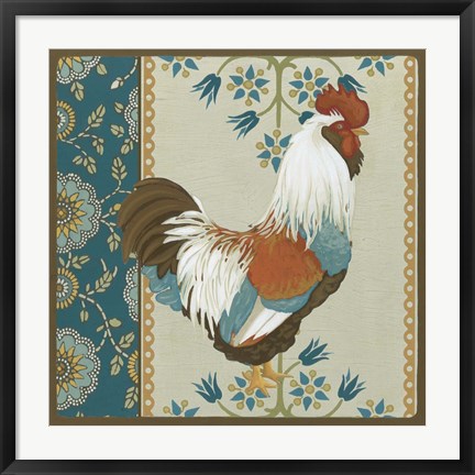 Framed Cottage Rooster II Print