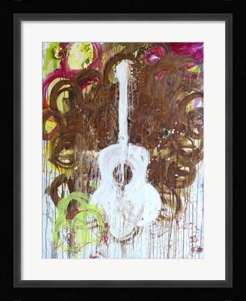 Framed White Guitar Print
