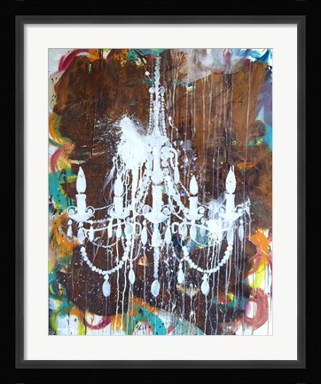 Framed White Chandelier Print