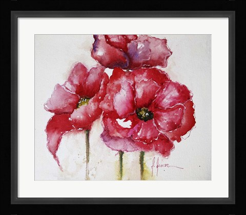 Framed Fuchsia Poppies I Print