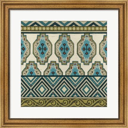 Framed Turquoise Textile IV Print