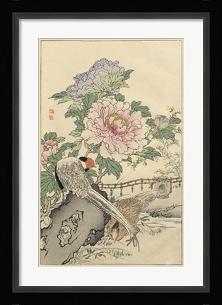 Framed Pheasant and Peony Print