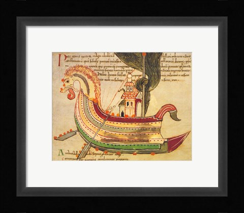 Framed Viking Dragon Ship Print