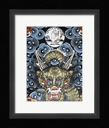 Framed Dragon and White Rabbit Making Elixir of Immortality Print