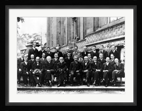 Framed 1927 Solvay Conference on Quantum Mechanics Print