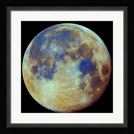 Framed Colored moon, (geological differences) Print