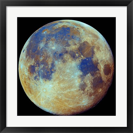 Framed Colored moon, (geological differences) Print