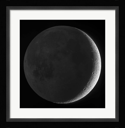 Framed Moon with earthshine Print