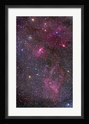 Framed Nebulosity around the open cluster Messier 52, including the Bubble Nebula Print