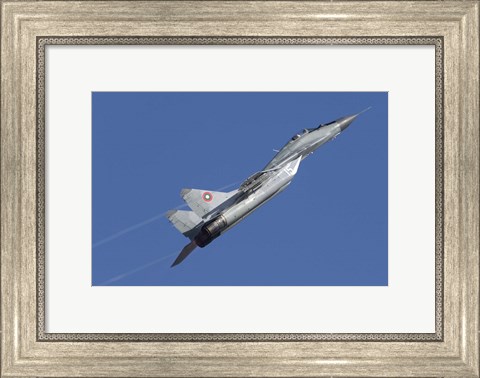 Framed Bulgarian Air Force MiG-29 aircraft taking off over Bulgaria Print