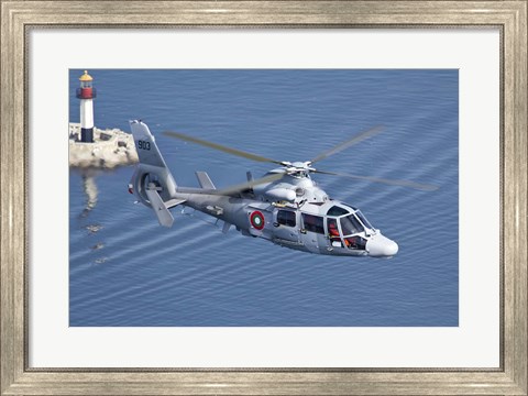 Framed Bulgarian Navy Eurocopter AS-565MB Panther over Black Sea Print