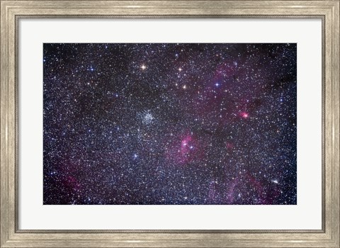Framed Open cluster Messier 52 and the Bubble Nebula in the constellation Cassiopeia Print